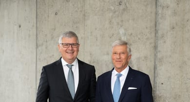 Rolf Dörig und Stefan Mäder am Tag der Versicherer 2023 in Basel