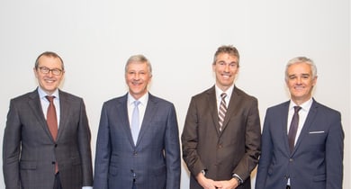 Markus Hongler, Vizepräsident SVV; Rolf Dörig, Präsident SVV; Severin Moser, Vorstandsmitglied SVV; Thomas Helbling, Direktor SVV