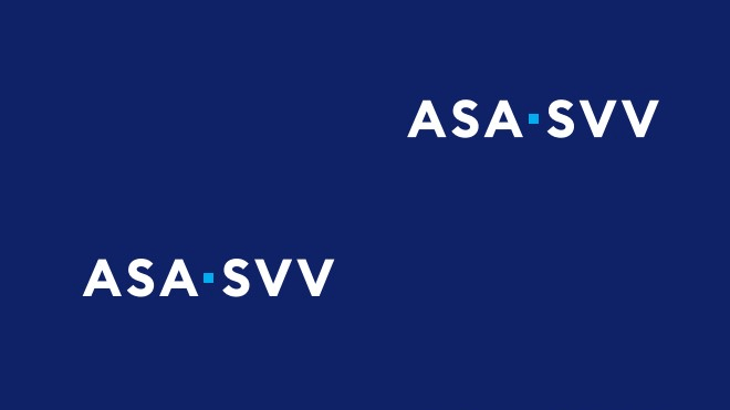 Negativlogo ASA SVV auf dunkelblauem Hintergrund