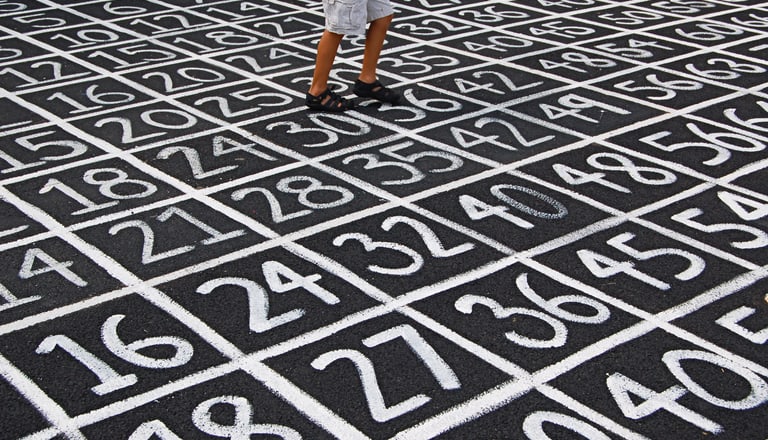Zahlen auf einem Fussboden