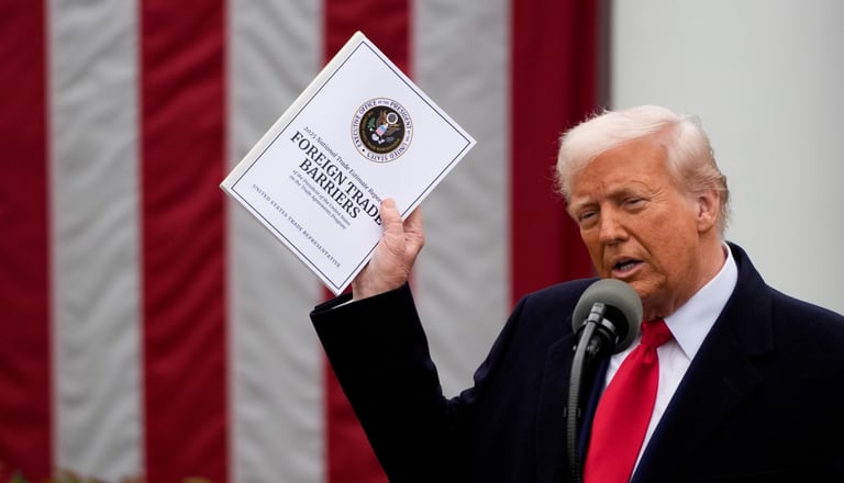 S President Donald Trump speaks during a tariff announcement in the Rose Garden of the White House in Washington, DC, USA, 02 April 2025.