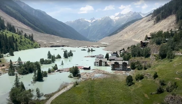 Drohnenaufnahmen zeigen das verschüttete Blatten