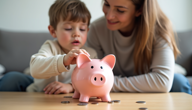 Kind mit Sparschwein