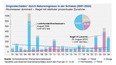Grafik zu den Originalschäden durch Naturereignisse in der Schweiz